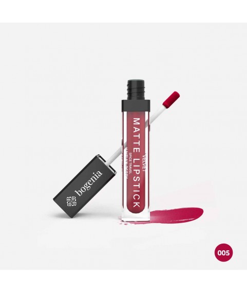 BOGENIA BG720 Помада для губ матовая `Velvet Matte Lipstick` 8 мл тон 005 гаитянская ягода