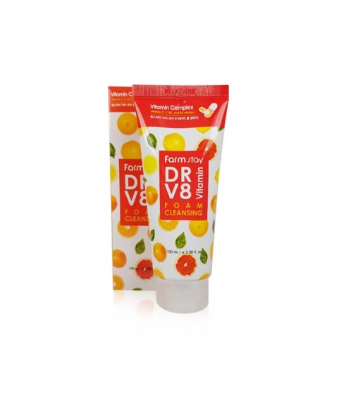 FARMSTAY Очищающая пенка с комплексом витаминов Dr-V8 Vitamin Foam Cleansing,100 мл