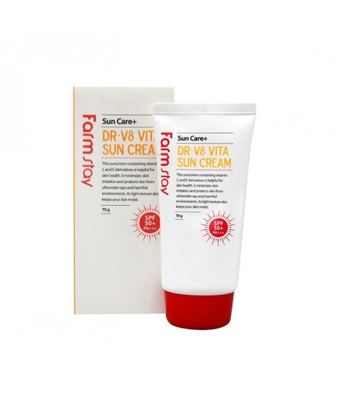 FARMSTAY Солнцезащитный крем с легкой текстурой DR-V8 Vita Sun Cream  Spf 50+ Pa+++, 70 мл