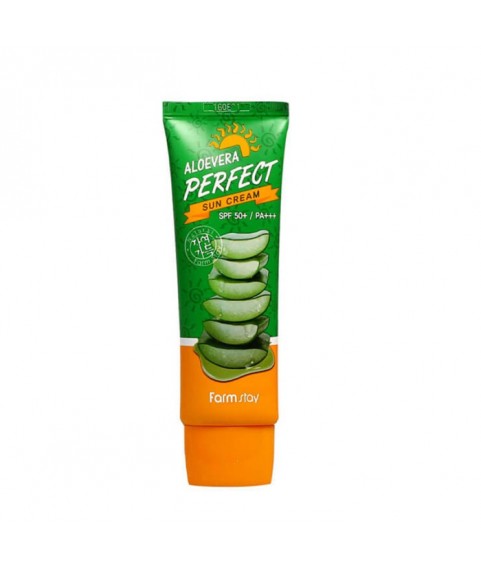 FARMSTAY Солнцезащитный крем с алоэ Aloevera Perfect Sun Cream SPF50+ PA+++, 70  мл