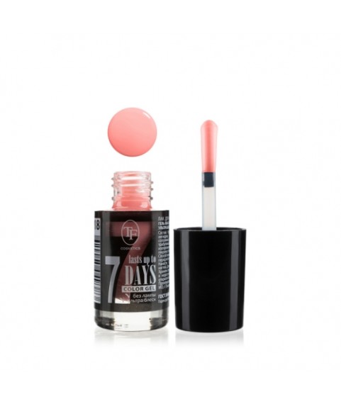 TF Лак-Гель без UF лампы COLOR GEL lasts up to 7 DAYS 218 Pink chiffon/Розовый шифон