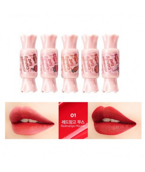 The Saem Тинт-мусс для губ  Конфетка (красный манго) Saemmul Mousse Candy Tint 01 Redmango Mousse, 8г